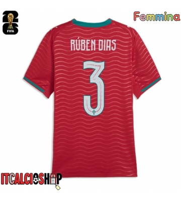Portogallo Ruben Dias #3 Prima Maglia Femmina Mondiali 2026 Manica Corta
